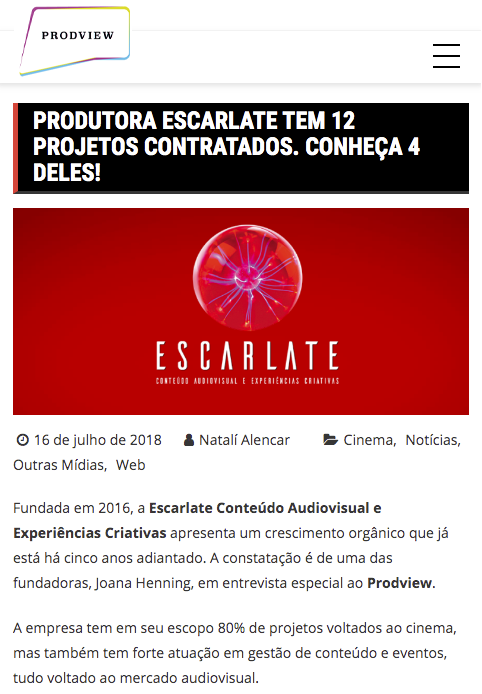 Escarlate tem 12 projetos contratados. Conheça 4 deles.