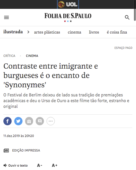 Contraste entre imigrante e burgueses é o encanto de "Synonymes"