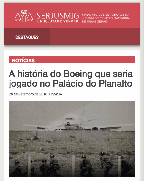 A história do Boeing que seria jogado no Palácio do Planalto