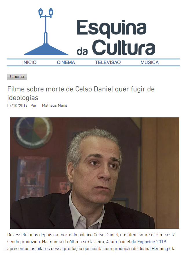 Filme sobre morte de Celso Daniel que fugir de ideologias